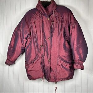 VTG Leslie Fay Purple Down/Feather Puffer Parka Coat Winter Snow Ski Jacket M